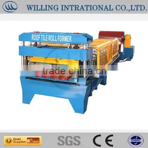 Color Steel Galvanized Metal Aluminum Glazed Trapezoidal Sheet Roof Tile Wall Panel Double Layer Roll Forming Machine thumbnail-1