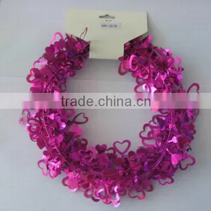 HOT SALE 9 Feet Fushia Metallic PVC Valentine's Day Hearts Shape Wire Tinsel Garlands thumbnail-1