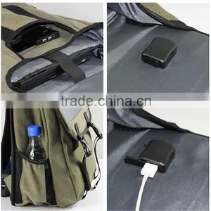 Brown Nylon Solar Chargeable Backpack Solar Panel Bag thumbnail-5