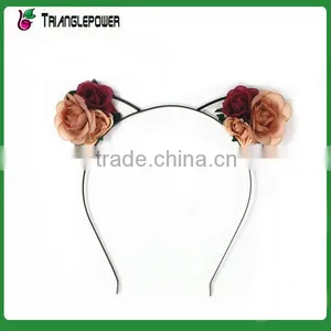 Lovely Fabric Rose Flower Metal Ear Headband Cute Alice Band thumbnail-1