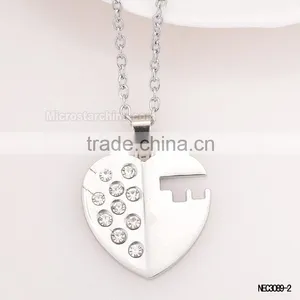 Crystal Heart Key Silver Plated Couple Necklace For Valentine's Day Girlfriend thumbnail-3