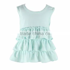 Wholesale High Quality With Cheap Prices Boutique Cotton Knit Solid Blank Ruffle Sleeveless Fashion Kid Girl Mini Skirt thumbnail-3