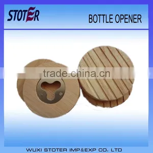 Round Wooden Personalized Bottle Openers New Design Beer Battle Openers thumbnail-1