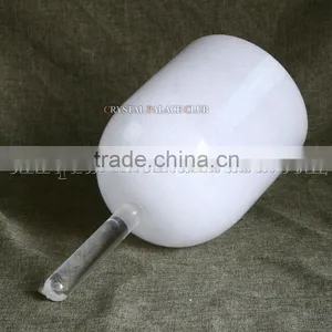 New White Quartz Crystal Singing Bowl With Handle thumbnail-1