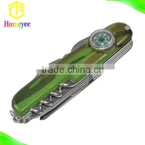 Camouflage Green Handle Multipurpose Knife With Compass for Outdoor thumbnail-1