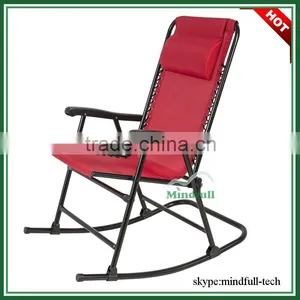 Teslin Fabric Steel Frame Adults Folding Outdoor Rocking Chair For Sale thumbnail-2
