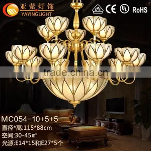 Simple Creative Style Antique Glass Brass Copper Chandelier thumbnail-1