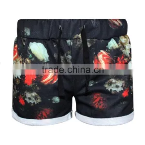 2015 Women Shorts Sublimation Print Flowers Running Shorts Elastic Waist N16-2 thumbnail-1