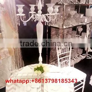 Tall and White Mental White Wedding Candelabra Candle Holder thumbnail-1