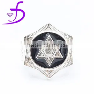 2015 Star of David Jewish Silver Men Ring Wholesale thumbnail-1