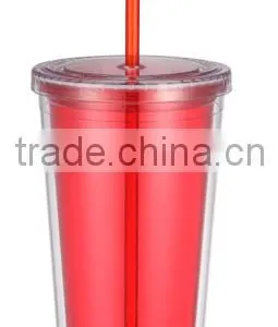 Double Wall Insulated Plastic Tumblers With Straw and Lid thumbnail-4