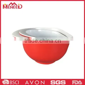 2pcs Chef Cake Making Used Cap Shape With Mouth Red & White Two Tone Melamine Large Mixing Bowl thumbnail-1