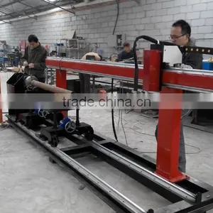 5 Axis Steel Squire Flue Pipe Blast Pipe Plasma Intersecting Line Cutting Machine thumbnail-1