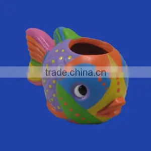 Gift Item Hand Made Colorful Fish Shape Terracotta Plant Pots thumbnail-1