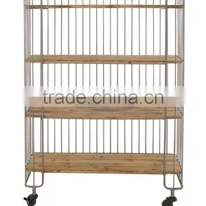 4-Tier Floor Wheel Metal Storage Rack thumbnail-1