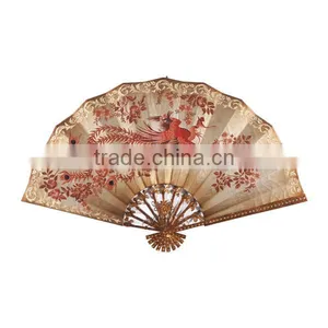 Noble Hand Painted Wood Wall Painting, Decor Fan Shaped Hanging Wall Picture, Solid Wood Carved Hanging Wall Art thumbnail-2