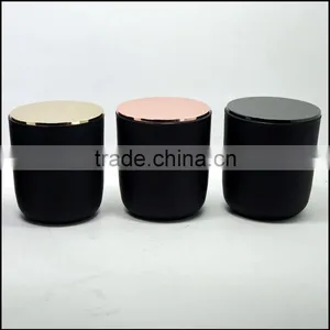 Matte Black Glass Candle Holder With Black Metal Lid thumbnail-1