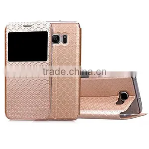 Embossing PU Leather Phone Case, Holder Stand Magnetic Flip Leather Case With Window For Samsung Note 7 thumbnail-1