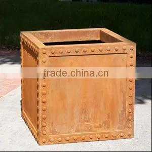 FO-9C51 Square Corten Steel Flower Pot/garden Planter thumbnail-2