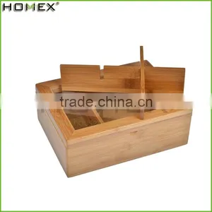 Bamboo Tea Bag Storage Box Wooden 6 Equally Compartments New/Homex_Factory thumbnail-1