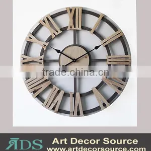 New 70"D French Style Round Wood Hanging Clock thumbnail-1