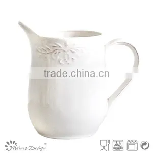 2015 Delicate White Emboss Crockery Stoneware Houseware Dots Pattern Pitcher thumbnail-1