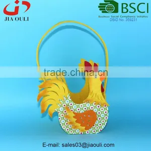 BSCI Audit Factory Beautiful Easter Decorations Non-woven Fabric Rooster Basket, Decoration Colorful Baskets thumbnail-1