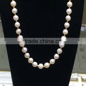 11-12mm White Eaison Pearl With 14K Gold Clasp Necklace thumbnail-1