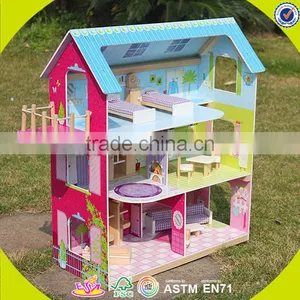 Wholesale Wooden Dollhouse Toy for Children, Lovely Wooden Dollhouse Toy, Popular Wooden Dollhouse Toy for Kids W06A104 thumbnail-1