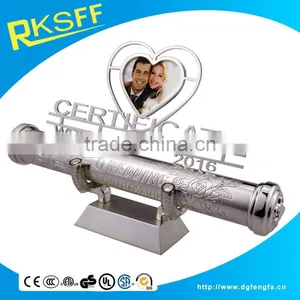 Silver Plated Heart-shaped Wedding Certificate Holder With Stand in Gift Box thumbnail-1