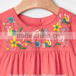Summer Embroidery Child Clothes Pretty Floral Print Baby Girl Dress HSD5038 thumbnail-3
