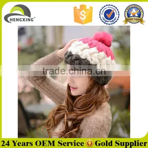 Beautiful Knitted Fashion Women Hat Pom Wholesale thumbnail-2