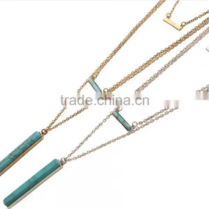 Elegant Turquoise Material Multilevel Silver Necklace thumbnail-5