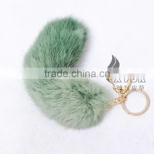 CX-R-39A Cute Keychain Dip Dyed Genuine Rabbit Fur Key Ring thumbnail-6