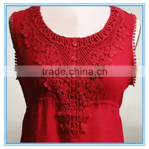 Fashion Chiffon Lady Top Designer Girl Latest Design Sleeveless Lace Crochet Top thumbnail-4
