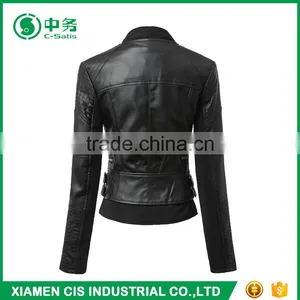 Fashion Design Women Black Leather Jacket for Sale thumbnail-2