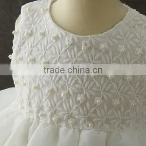 2017 New Born Baby Clothes White First Communion Dress Embroidery Flower Baby Cotton Frocks Designs 1 Year Baby Girl Dresses Hat thumbnail-5