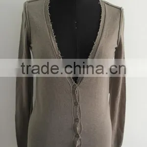 Ladies 100% Merino Wool Cardigan Sweater/ Broken Effect thumbnail-1