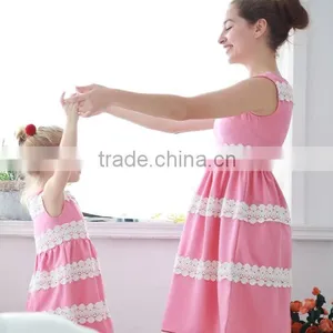 Elegant Lace Embroidered Dresses Mother Daughter Clothes New Summer Dress thumbnail-1