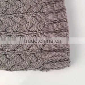 Myfur Light Grey Popular Design Cable Knit Hat With Removable Raccoon Fur Pom Pom thumbnail-4