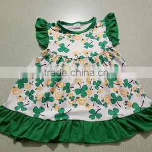 Latest Children Frocks Designs Dress Whosale Girl Dresses for st Patericks Flutter Sleeve Baby Kid Clothes thumbnail-1