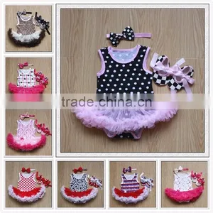 Wholesale 2015 Baby Girl Infant 3pcs Clothing Sets Tutu Romper Dress/Jumpersuit+Headband+Shoes thumbnail-1