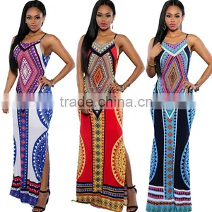 Onen OEM Service Anti-wrinkle Cotton Digital Print Backless Strapes Africian Plus Size Sleeveless 2016 Summer Maxi Dresses thumbnail-1