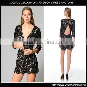 Women Fashion Sexy Lace Romper Ladies V Neck Sex Rompers thumbnail-1