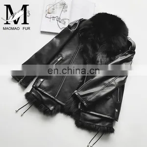 Sheepskin Plain Black Winter Leather Jacket Sheep Leather German Leather Jacket thumbnail-6