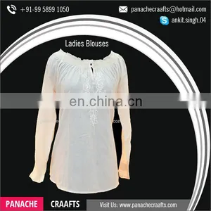Latest Trendy Promotional 100% Cotton Designer Woman Blouse thumbnail-1