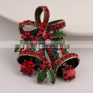 A038 Christmas Gifts Pins And Brooches For Women Small Bell Heart Rhinestone Brooch Female Bijoux thumbnail-4