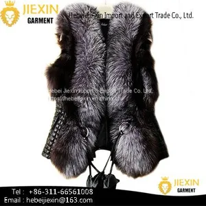 Custom Women Genuine Fur Waistcoat Whole Skin Real Fox Fur Vest thumbnail-1