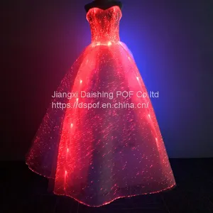 Women Light Up Optical Fabric Clothes Bridal Ball Evening Party Gown Banquet Show Formal Luminous Fiber Optic Wedding thumbnail-1