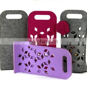 2018 Hot Sell Elegant Christmas Felt Single Wine Bottle Bag With Handle and Customized Logo thumbnail-6